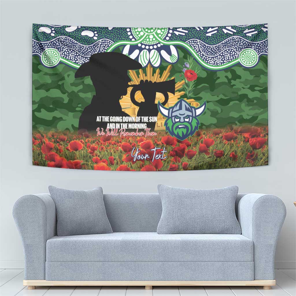 Personalised Raiders Rugby ANZAC Day Tapestry Last Post Poppy We Will Remember Them