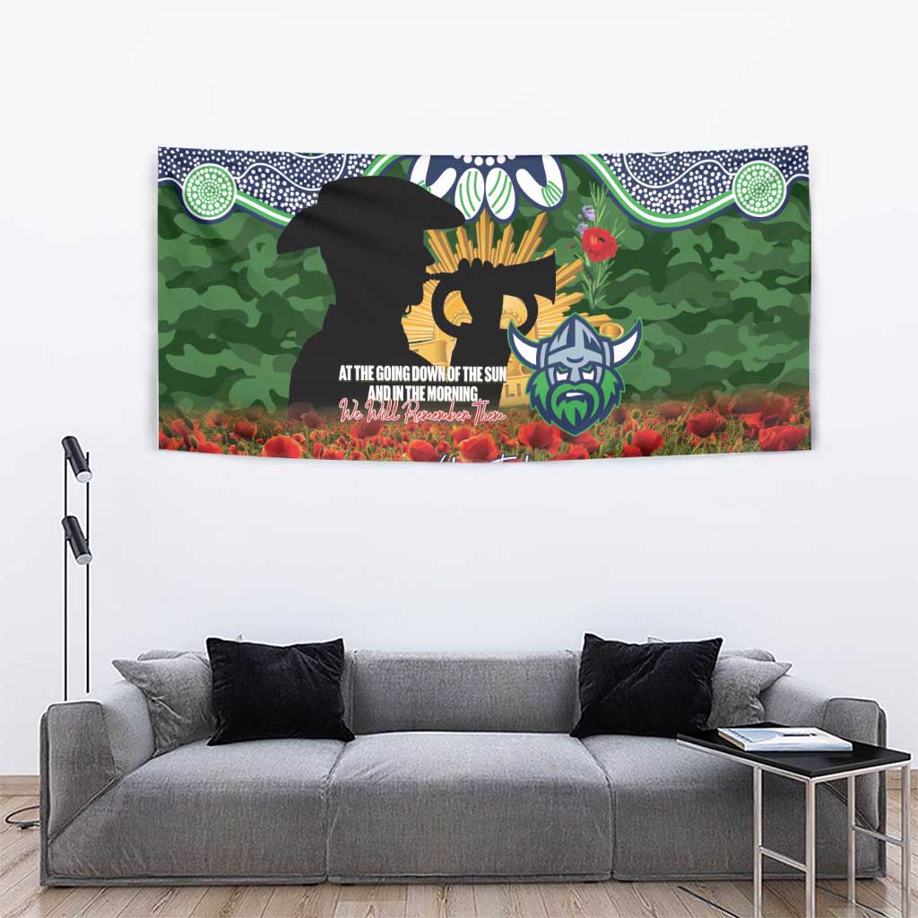 Personalised Raiders Rugby ANZAC Day Tapestry Last Post Poppy We Will Remember Them