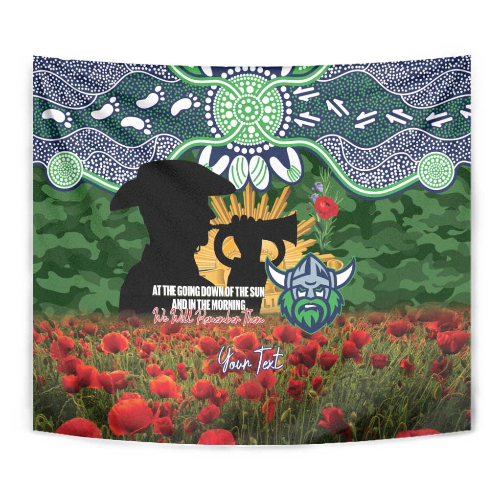 Personalised Raiders Rugby ANZAC Day Tapestry Last Post Poppy We Will Remember Them
