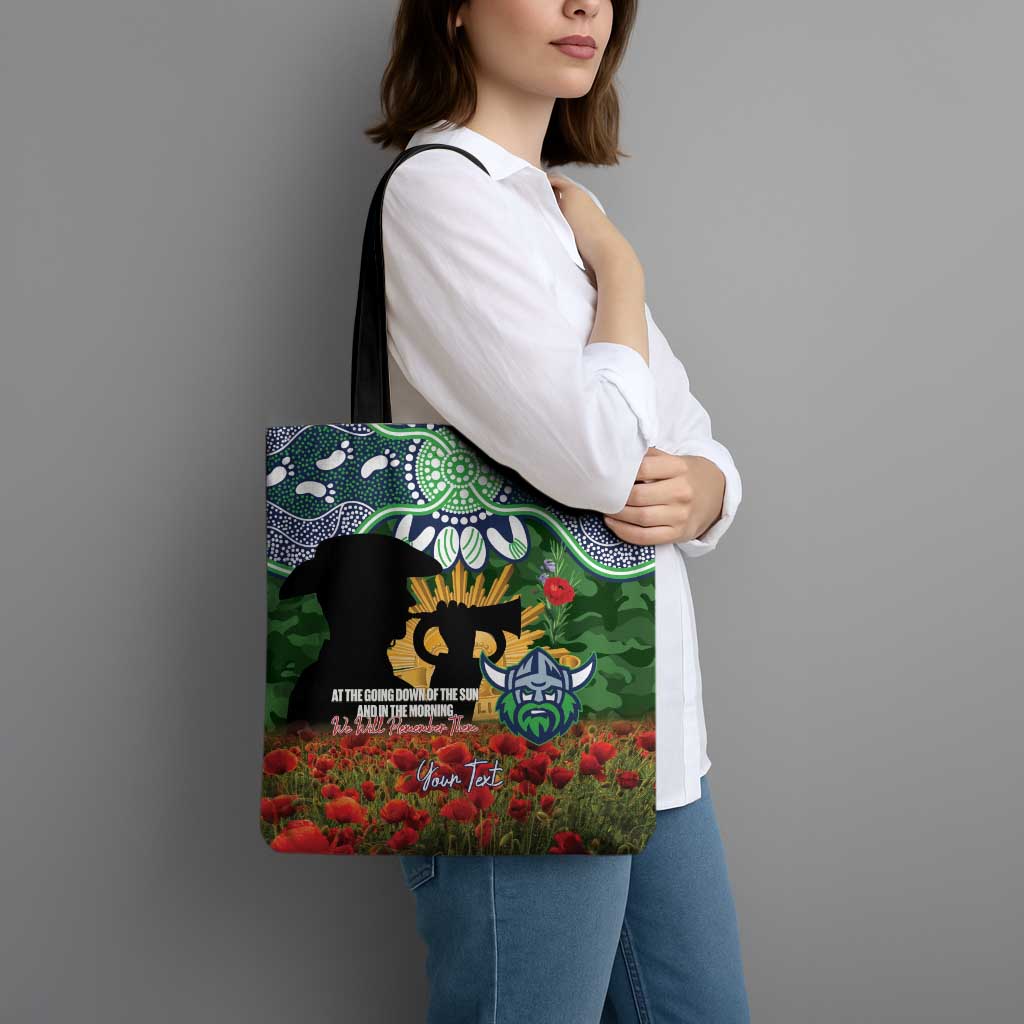 Personalised Raiders Rugby ANZAC Day Tote Bag Last Post Poppy We Will Remember Them