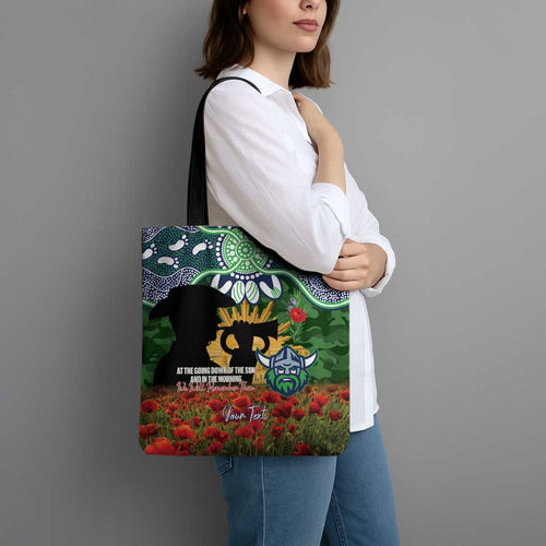 Personalised Raiders Rugby ANZAC Day Tote Bag Last Post Poppy We Will Remember Them