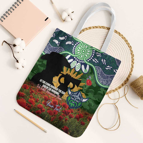 Personalised Raiders Rugby ANZAC Day Tote Bag Last Post Poppy We Will Remember Them