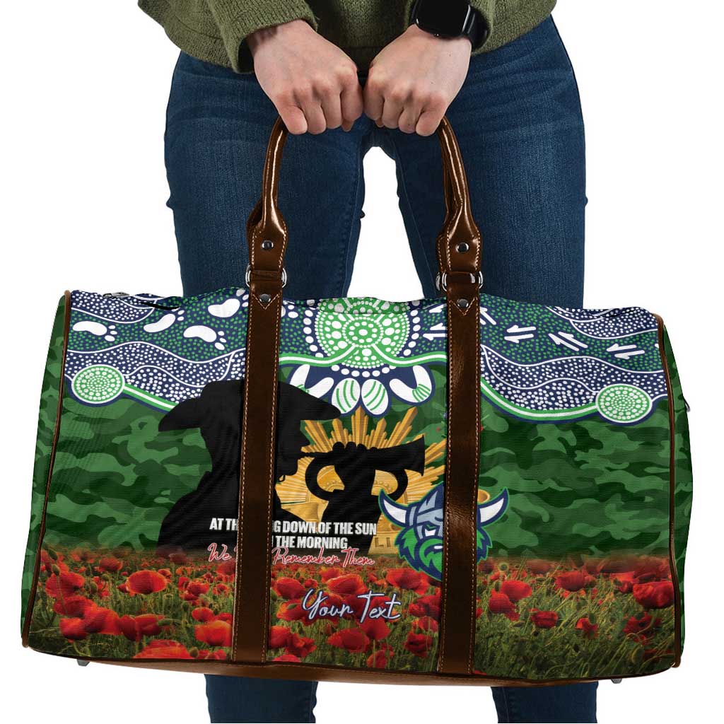 Personalised Raiders Rugby ANZAC Day Travel Bag Last Post Poppy We Will Remember Them