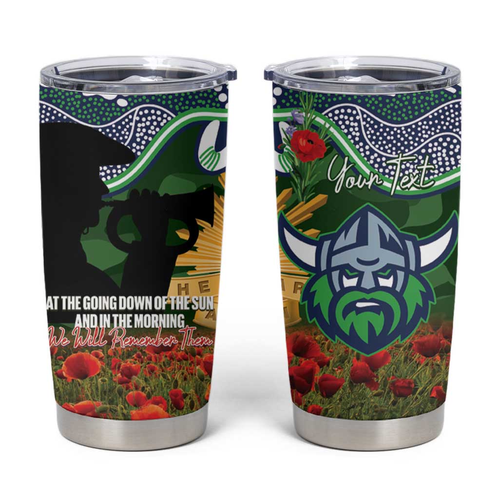 Personalised Raiders Rugby ANZAC Day Tumbler Cup Last Post Poppy We Will Remember Them