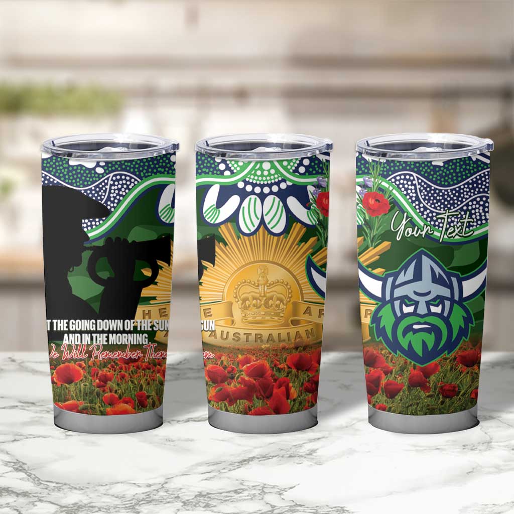 Personalised Raiders Rugby ANZAC Day Tumbler Cup Last Post Poppy We Will Remember Them