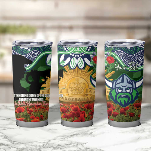 Personalised Raiders Rugby ANZAC Day Tumbler Cup Last Post Poppy We Will Remember Them