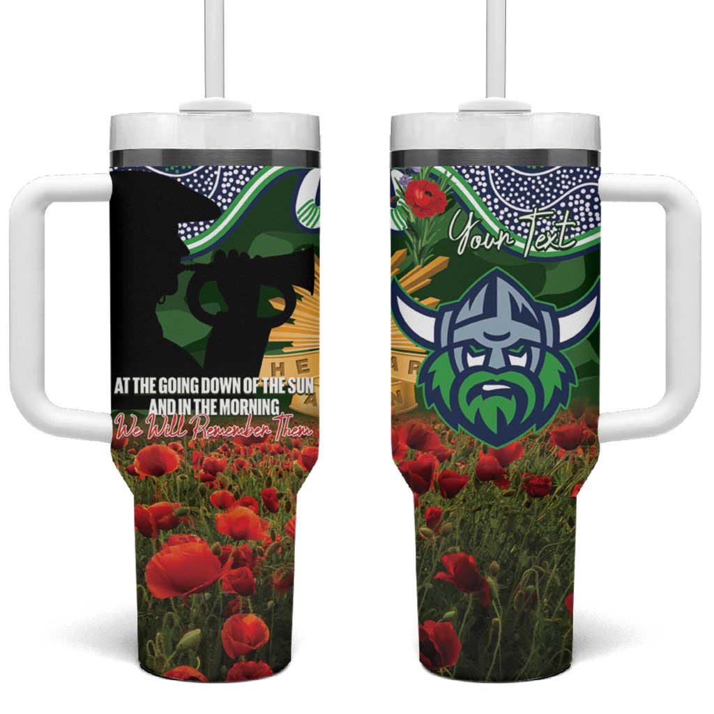 Personalised Raiders Rugby ANZAC Day Tumbler With Handle Last Post Poppy We Will Remember Them