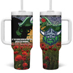Personalised Raiders Rugby ANZAC Day Tumbler With Handle Last Post Poppy We Will Remember Them