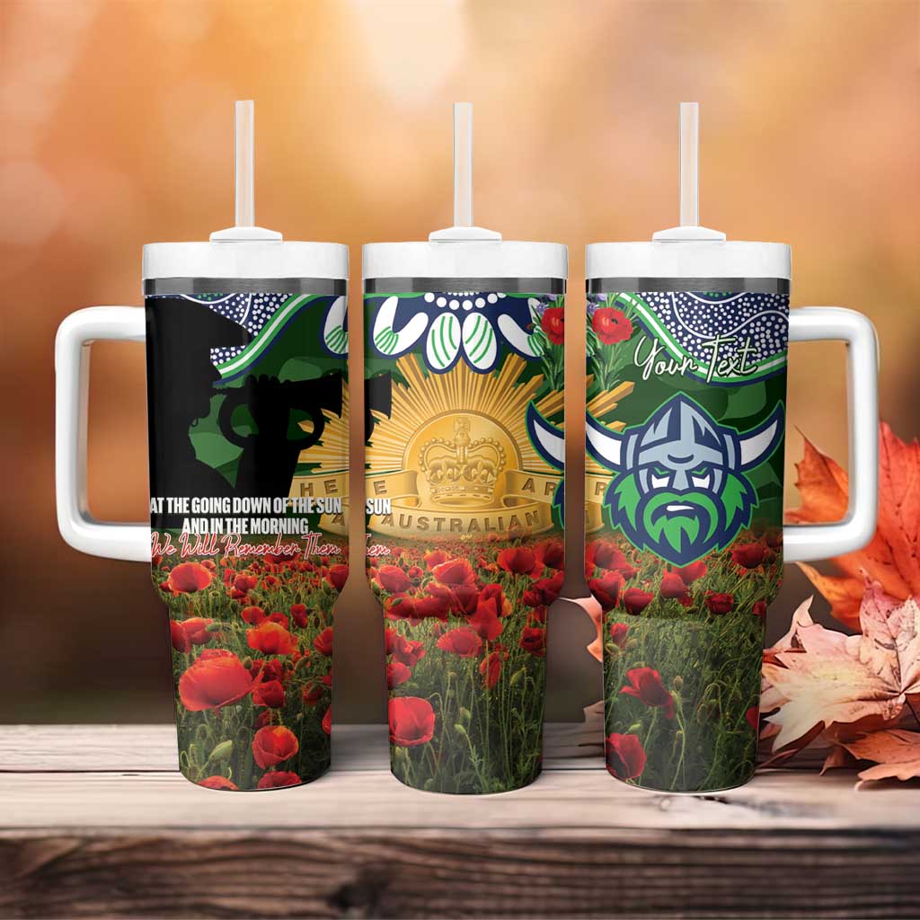 Personalised Raiders Rugby ANZAC Day Tumbler With Handle Last Post Poppy We Will Remember Them