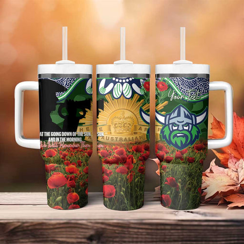 Personalised Raiders Rugby ANZAC Day Tumbler With Handle Last Post Poppy We Will Remember Them