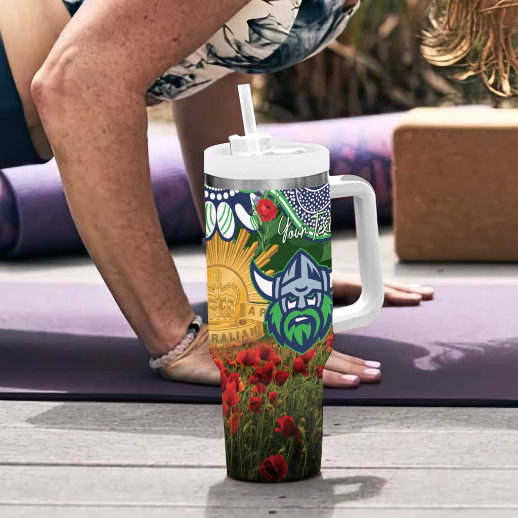 Personalised Raiders Rugby ANZAC Day Tumbler With Handle Last Post Poppy We Will Remember Them