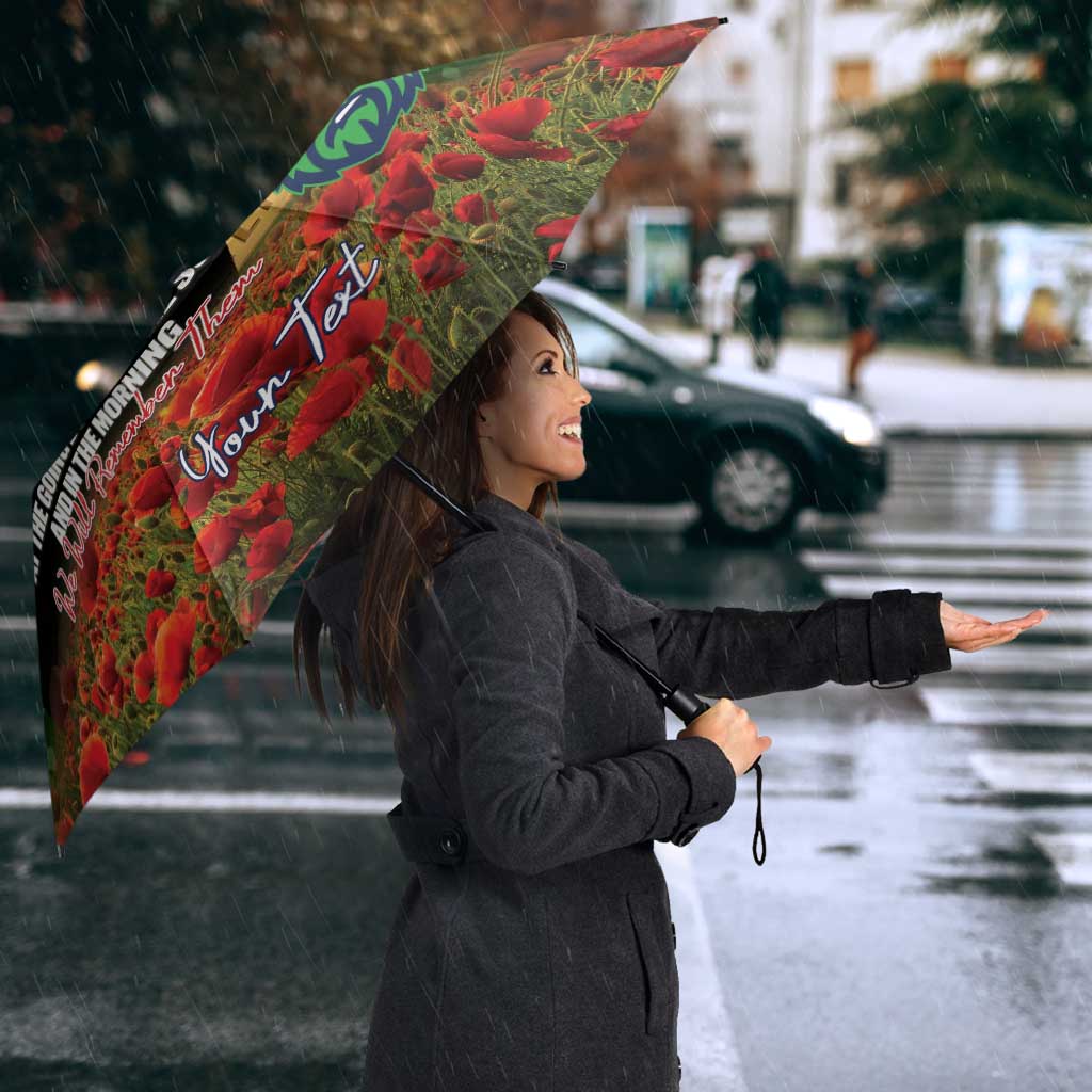 Personalised Raiders Rugby ANZAC Day Umbrella Last Post Poppy We Will Remember Them