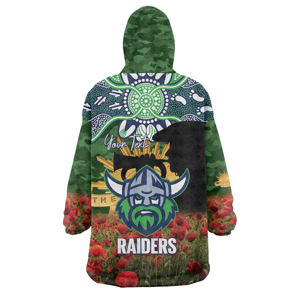 Personalised Raiders Rugby ANZAC Day Wearable Blanket Hoodie Last Post Poppy We Will Remember Them