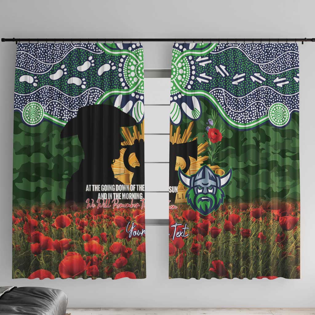 Personalised Raiders Rugby ANZAC Day Window Curtain Last Post Poppy We Will Remember Them