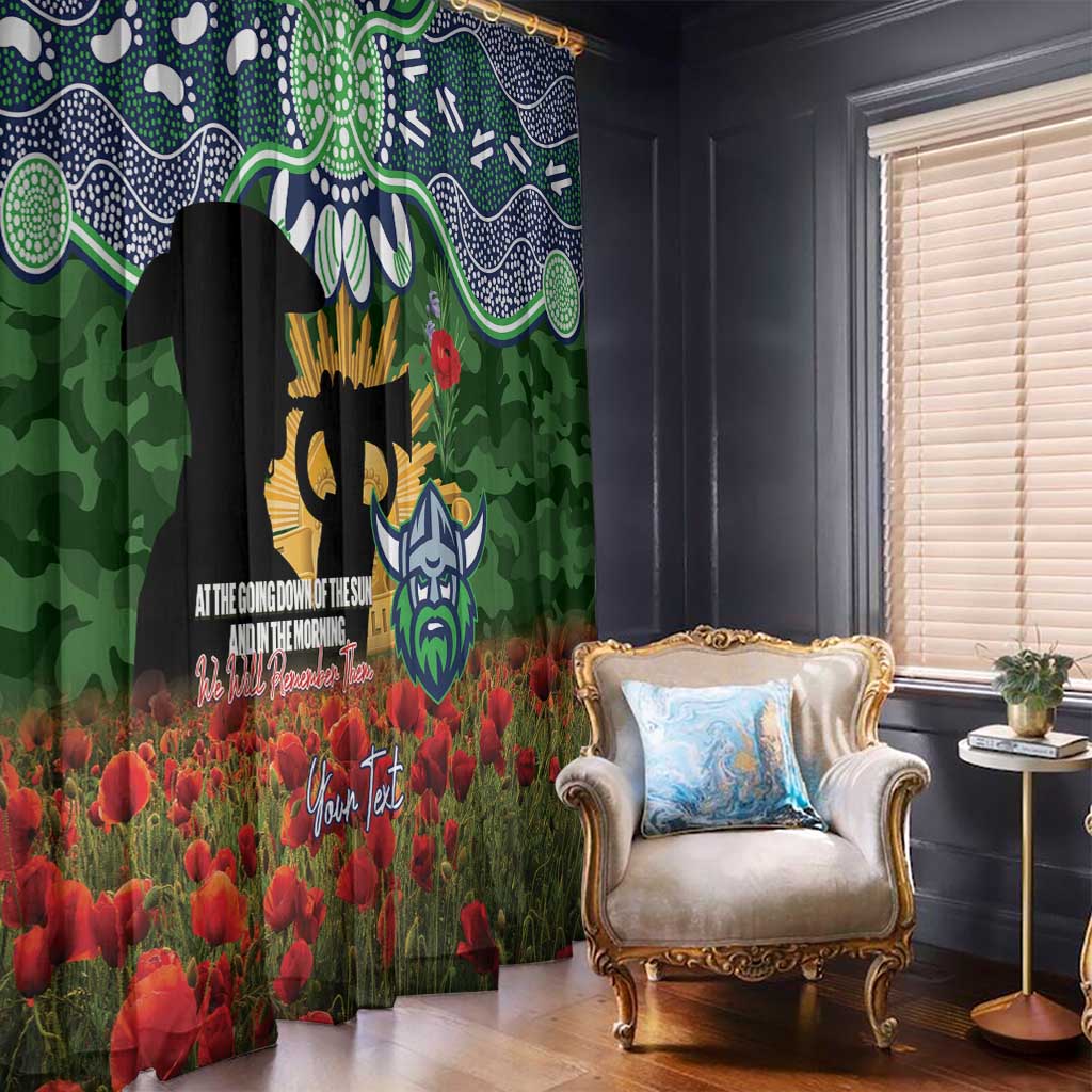 Personalised Raiders Rugby ANZAC Day Window Curtain Last Post Poppy We Will Remember Them