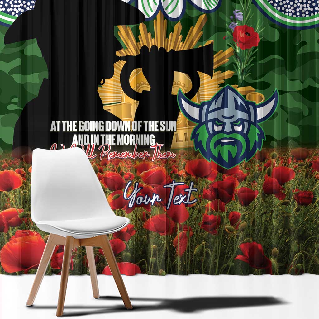 Personalised Raiders Rugby ANZAC Day Window Curtain Last Post Poppy We Will Remember Them