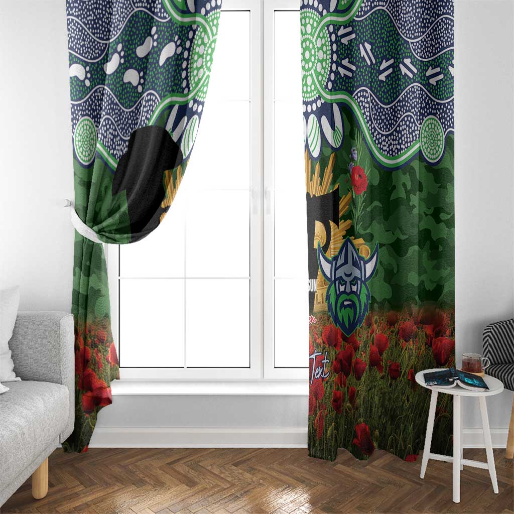 Personalised Raiders Rugby ANZAC Day Window Curtain Last Post Poppy We Will Remember Them