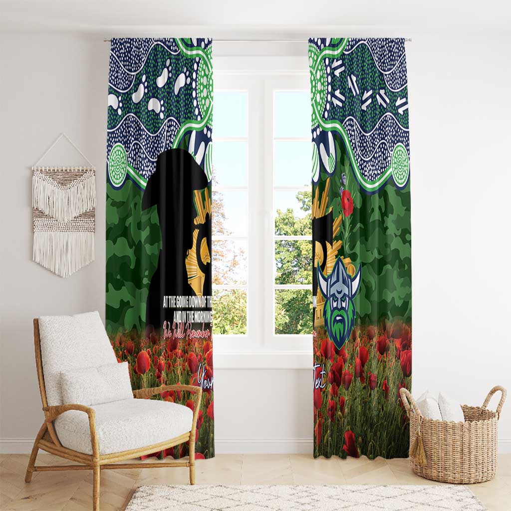 Personalised Raiders Rugby ANZAC Day Window Curtain Last Post Poppy We Will Remember Them