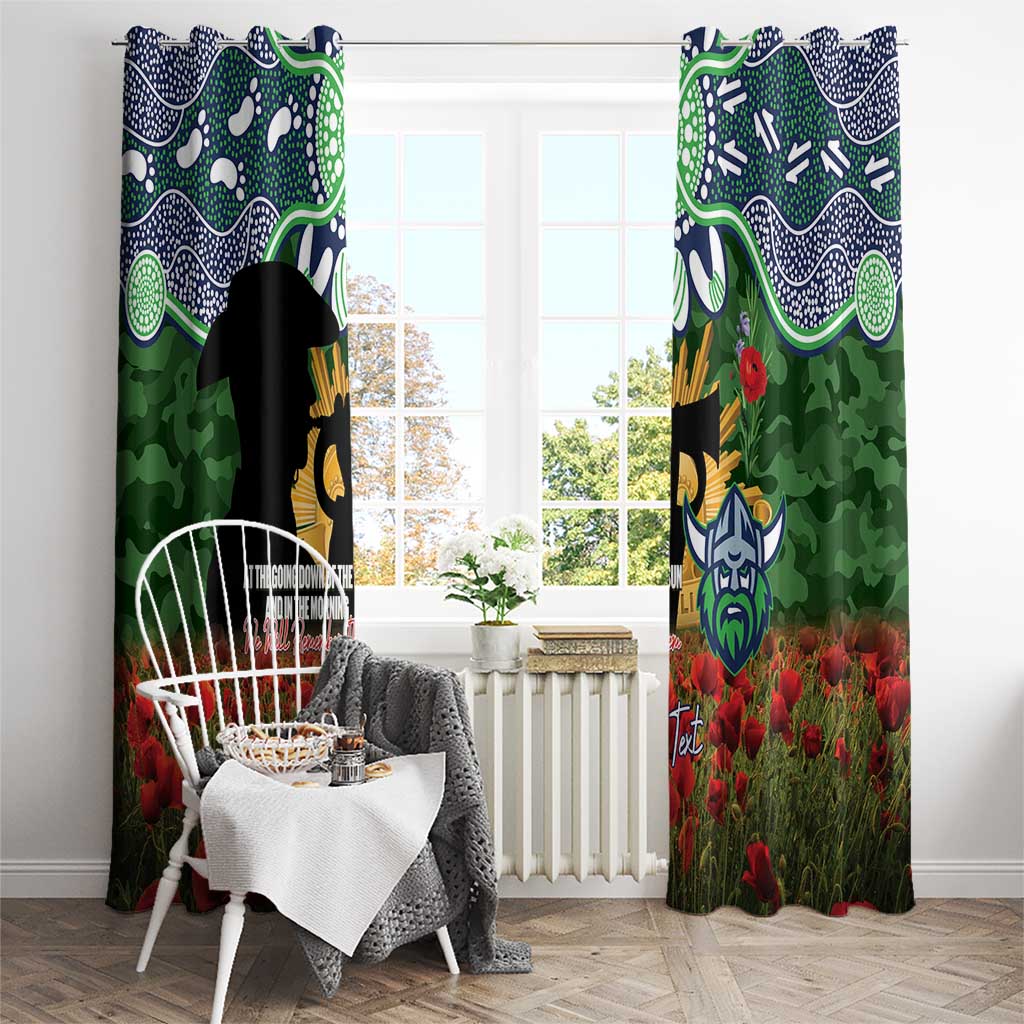 Personalised Raiders Rugby ANZAC Day Window Curtain Last Post Poppy We Will Remember Them