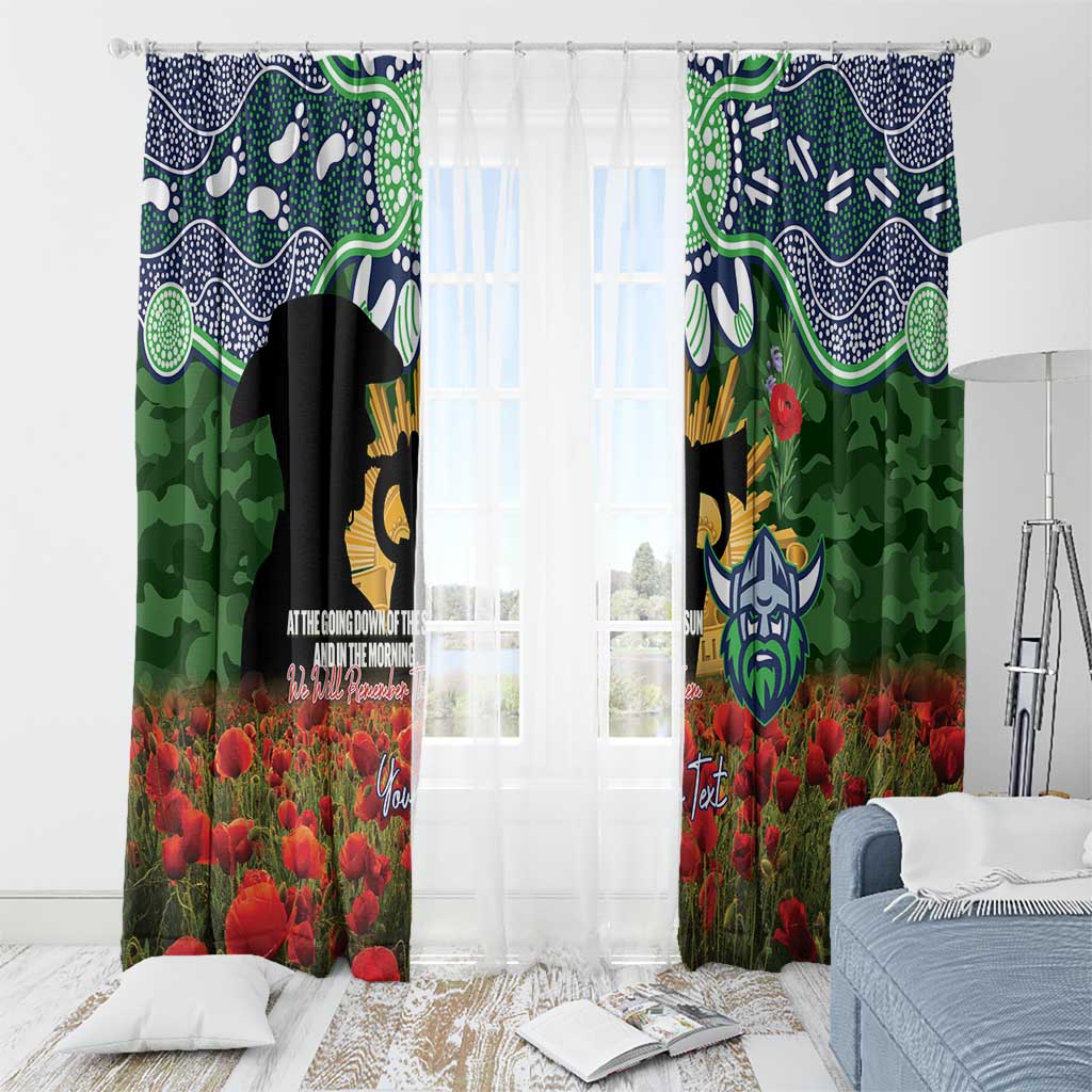 Personalised Raiders Rugby ANZAC Day Window Curtain Last Post Poppy We Will Remember Them