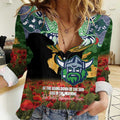 Personalised Raiders Rugby ANZAC Day Women Casual Shirt Last Post Poppy We Will Remember Them