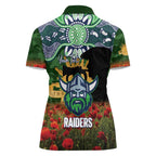 Personalised Raiders Rugby ANZAC Day Women Polo Shirt Last Post Poppy We Will Remember Them
