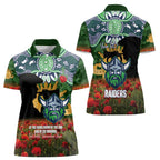 Personalised Raiders Rugby ANZAC Day Women Polo Shirt Last Post Poppy We Will Remember Them