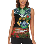 Personalised Raiders Rugby ANZAC Day Women Sleeveless Polo Shirt Last Post Poppy We Will Remember Them