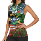 Personalised Raiders Rugby ANZAC Day Women Sleeveless Polo Shirt Last Post Poppy We Will Remember Them