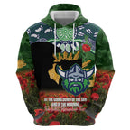 Personalised Raiders Rugby ANZAC Day Zip Hoodie Last Post Poppy We Will Remember Them