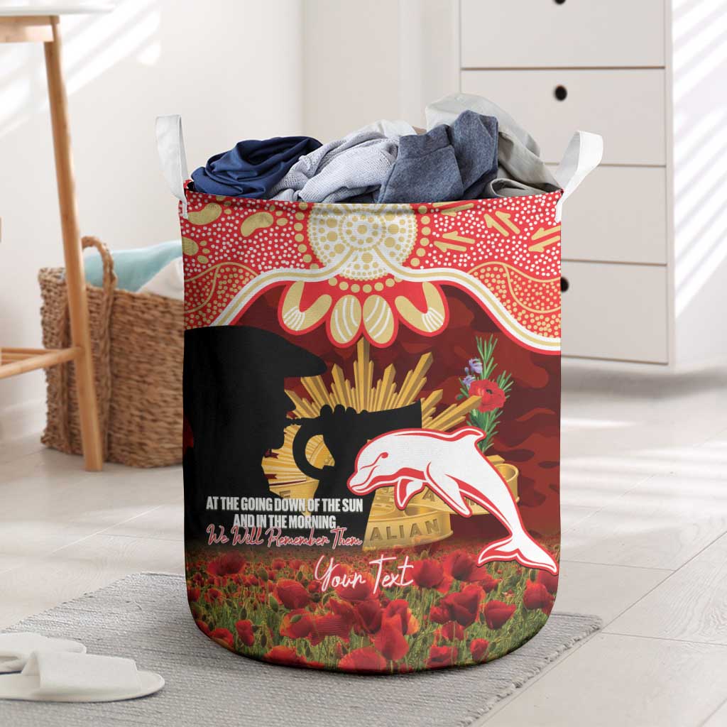Personalised Dolphins Rugby ANZAC Day Laundry Basket Last Post Poppy We Will Remember Them