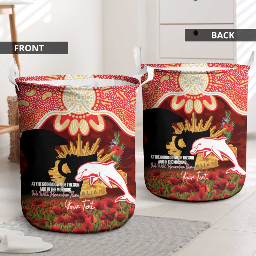 Personalised Dolphins Rugby ANZAC Day Laundry Basket Last Post Poppy We Will Remember Them