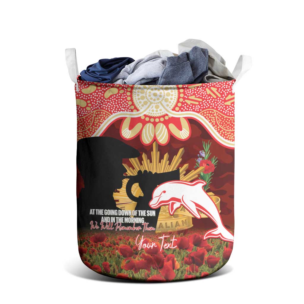 Personalised Dolphins Rugby ANZAC Day Laundry Basket Last Post Poppy We Will Remember Them