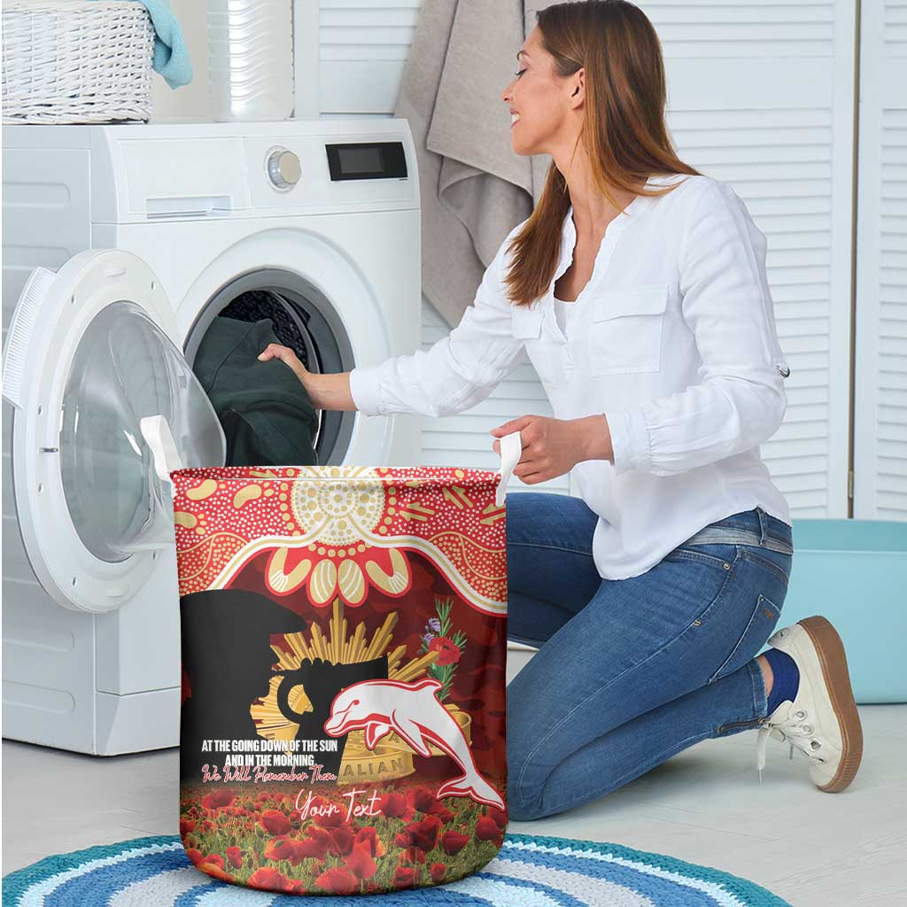 Personalised Dolphins Rugby ANZAC Day Laundry Basket Last Post Poppy We Will Remember Them