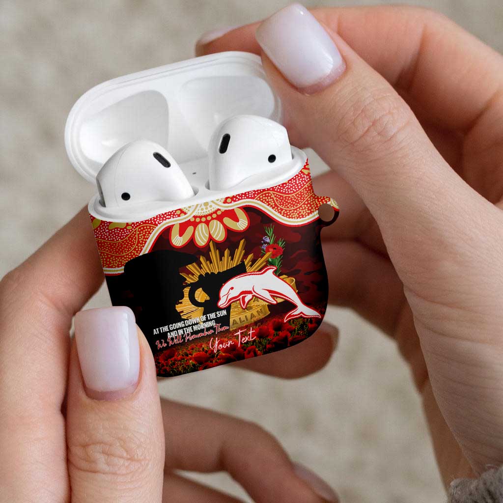 Personalised Dolphins Rugby ANZAC Day AirPods Case Last Post Poppy We Will Remember Them