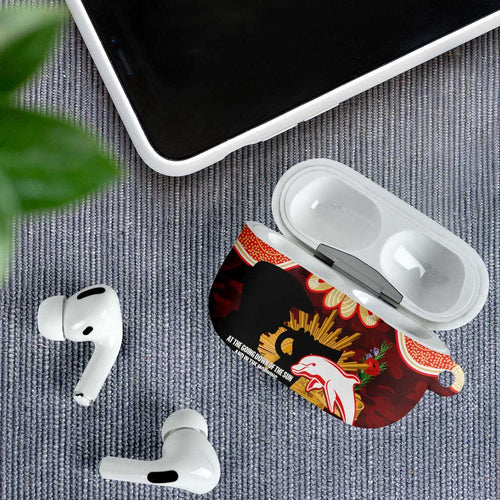 Personalised Dolphins Rugby ANZAC Day AirPods Case Last Post Poppy We Will Remember Them