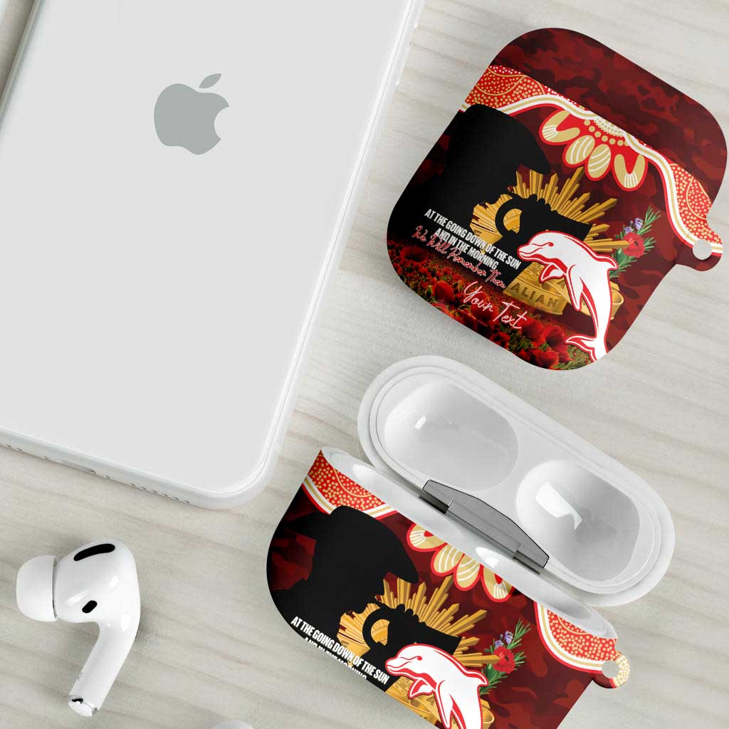 Personalised Dolphins Rugby ANZAC Day AirPods Case Last Post Poppy We Will Remember Them