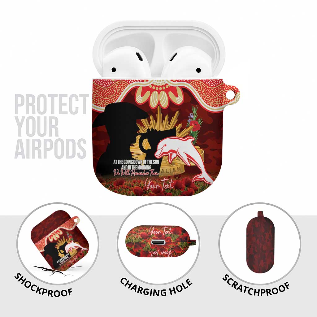 Personalised Dolphins Rugby ANZAC Day AirPods Case Last Post Poppy We Will Remember Them