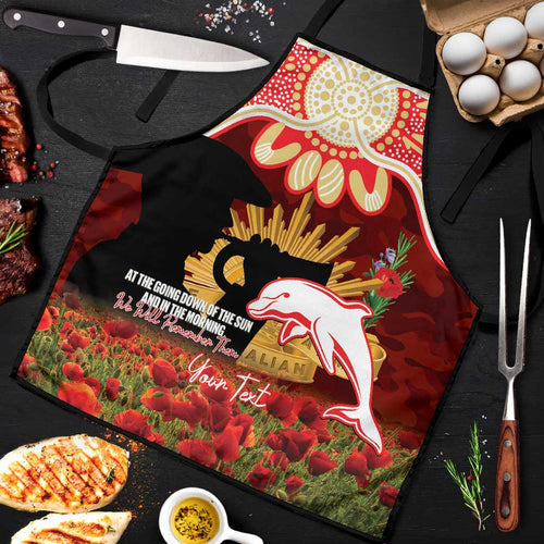 Personalised Dolphins Rugby ANZAC Day Apron Last Post Poppy We Will Remember Them
