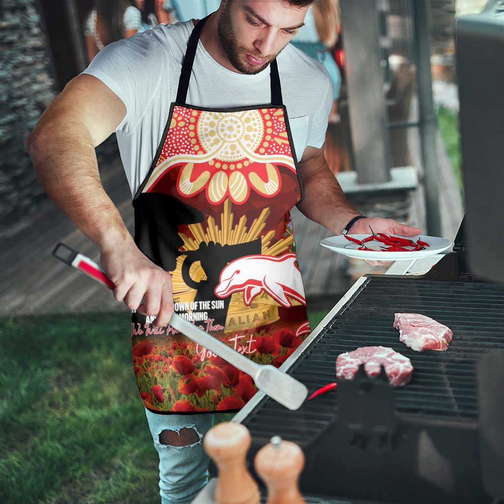 Personalised Dolphins Rugby ANZAC Day Apron Last Post Poppy We Will Remember Them