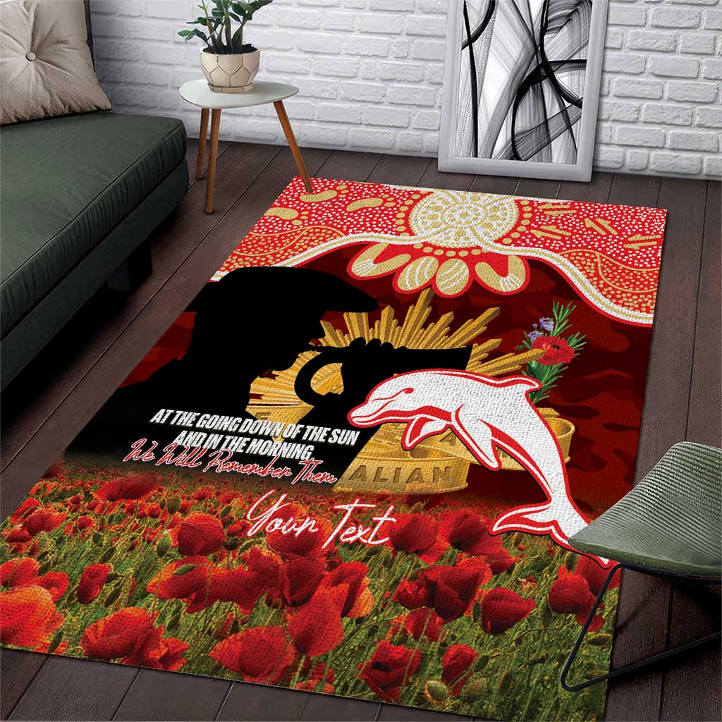 Personalised Dolphins Rugby ANZAC Day Area Rug Last Post Poppy We Will Remember Them