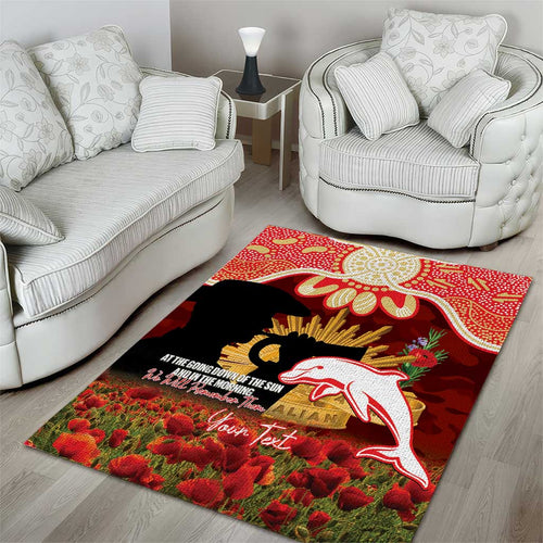Personalised Dolphins Rugby ANZAC Day Area Rug Last Post Poppy We Will Remember Them