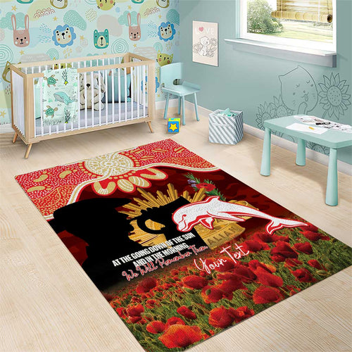 Personalised Dolphins Rugby ANZAC Day Area Rug Last Post Poppy We Will Remember Them