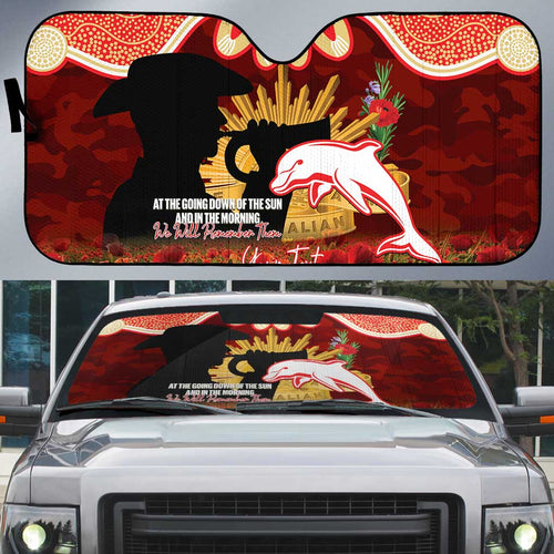 Personalised Dolphins Rugby ANZAC Day Auto Sun Shade Last Post Poppy We Will Remember Them
