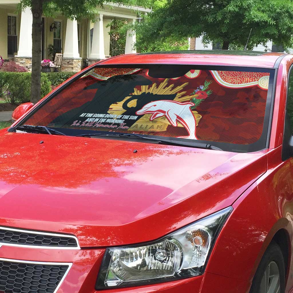 Personalised Dolphins Rugby ANZAC Day Auto Sun Shade Last Post Poppy We Will Remember Them