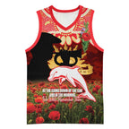 Personalised Dolphins Rugby ANZAC Day Basketball Jersey Last Post Poppy We Will Remember Them