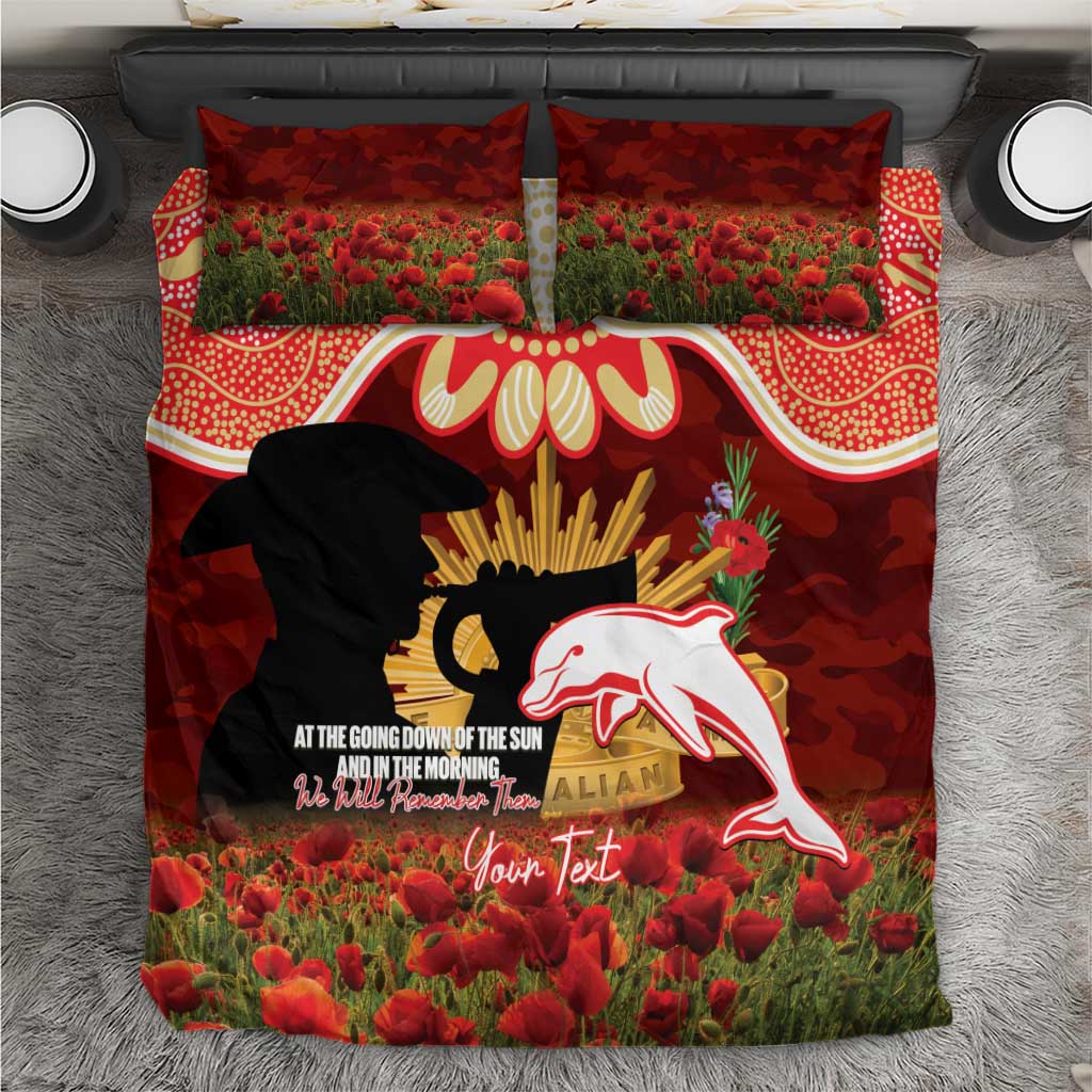 Personalised Dolphins Rugby ANZAC Day Bedding Set Last Post Poppy We Will Remember Them