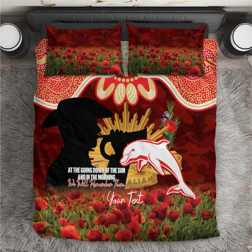Personalised Dolphins Rugby ANZAC Day Bedding Set Last Post Poppy We Will Remember Them