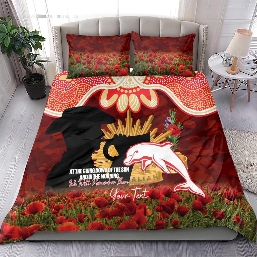 Personalised Dolphins Rugby ANZAC Day Bedding Set Last Post Poppy We Will Remember Them