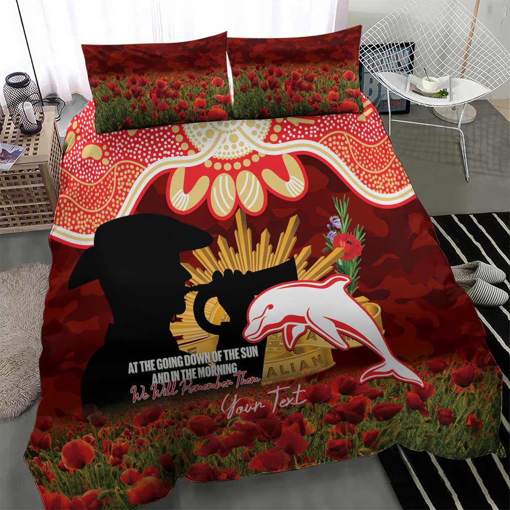 Personalised Dolphins Rugby ANZAC Day Bedding Set Last Post Poppy We Will Remember Them